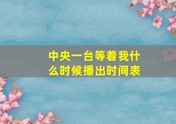 中央一台等着我什么时候播出时间表