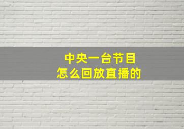 中央一台节目怎么回放直播的