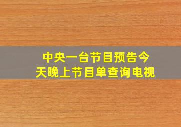 中央一台节目预告今天晚上节目单查询电视