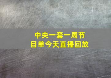 中央一套一周节目单今天直播回放