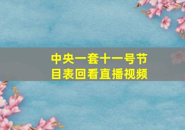 中央一套十一号节目表回看直播视频