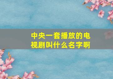 中央一套播放的电视剧叫什么名字啊