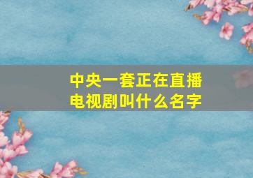 中央一套正在直播电视剧叫什么名字