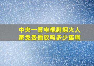 中央一套电视剧烟火人家免费播放吗多少集啊