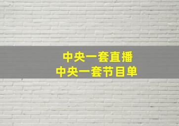 中央一套直播中央一套节目单