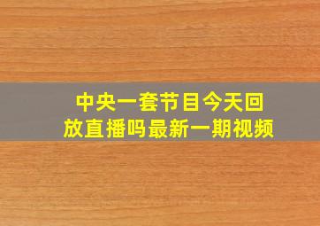 中央一套节目今天回放直播吗最新一期视频