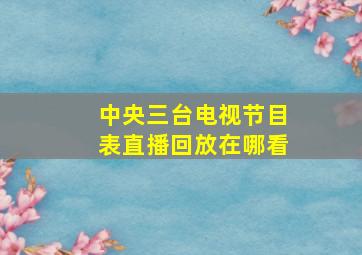 中央三台电视节目表直播回放在哪看