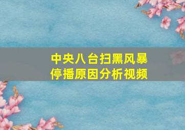 中央八台扫黑风暴停播原因分析视频