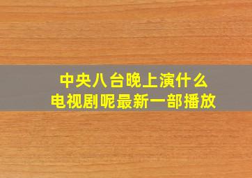 中央八台晚上演什么电视剧呢最新一部播放