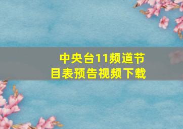 中央台11频道节目表预告视频下载