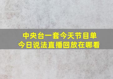 中央台一套今天节目单今日说法直播回放在哪看