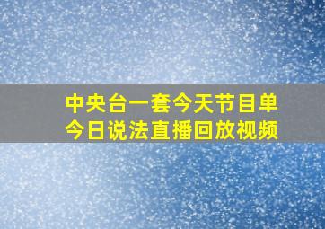 中央台一套今天节目单今日说法直播回放视频