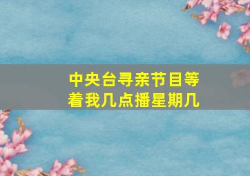 中央台寻亲节目等着我几点播星期几