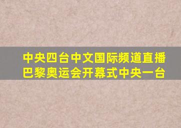 中央四台中文国际频道直播巴黎奥运会开幕式中央一台