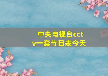 中央电视台cctv一套节目表今天