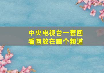 中央电视台一套回看回放在哪个频道