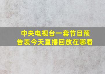 中央电视台一套节目预告表今天直播回放在哪看