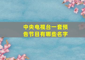 中央电视台一套预告节目有哪些名字