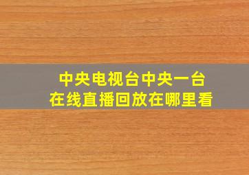 中央电视台中央一台在线直播回放在哪里看