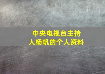 中央电视台主持人杨帆的个人资料