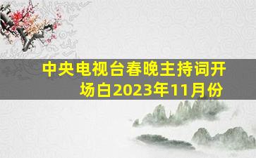 中央电视台春晚主持词开场白2023年11月份