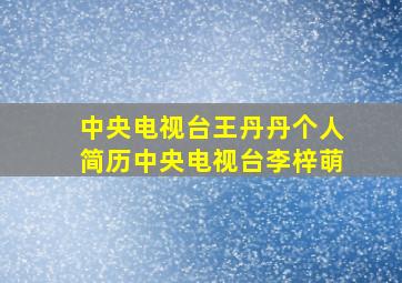 中央电视台王丹丹个人简历中央电视台李梓萌