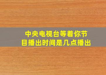 中央电视台等着你节目播出时间是几点播出