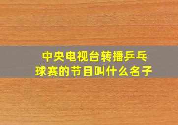 中央电视台转播乒乓球赛的节目叫什么名子