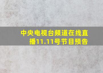 中央电视台频道在线直播11.11号节目预告