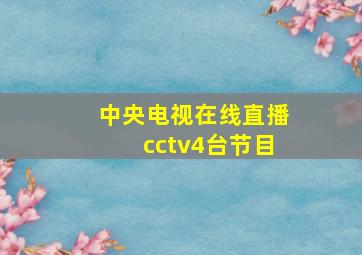 中央电视在线直播cctv4台节目