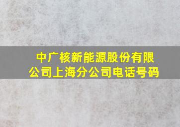 中广核新能源股份有限公司上海分公司电话号码