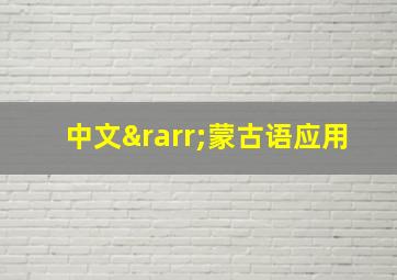 中文→蒙古语应用