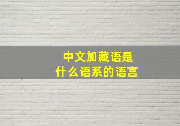 中文加藏语是什么语系的语言