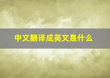 中文翻译成英文是什么