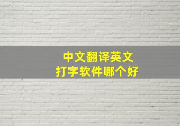 中文翻译英文打字软件哪个好