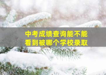 中考成绩查询能不能看到被哪个学校录取