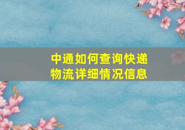 中通如何查询快递物流详细情况信息