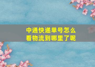 中通快递单号怎么看物流到哪里了呢