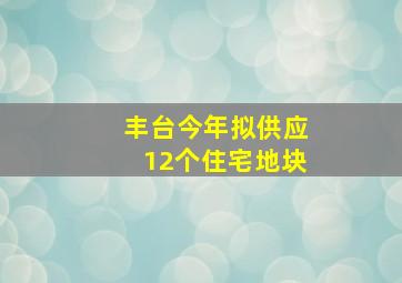 丰台今年拟供应12个住宅地块