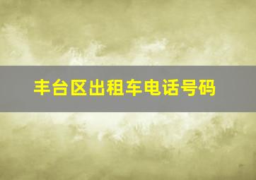 丰台区出租车电话号码