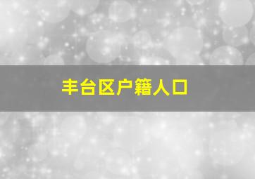 丰台区户籍人口