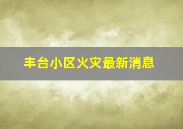 丰台小区火灾最新消息