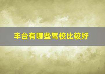 丰台有哪些驾校比较好