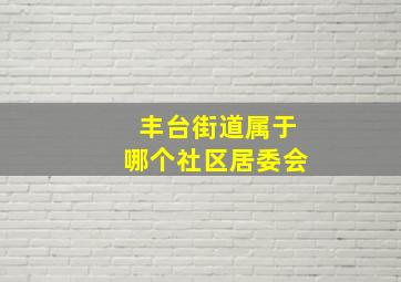 丰台街道属于哪个社区居委会