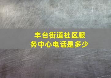 丰台街道社区服务中心电话是多少