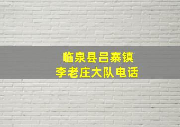 临泉县吕寨镇李老庄大队电话