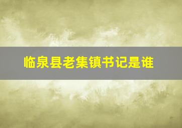 临泉县老集镇书记是谁