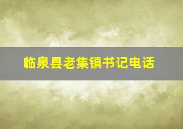 临泉县老集镇书记电话