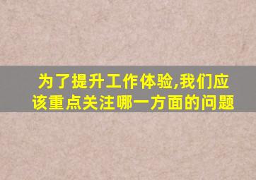 为了提升工作体验,我们应该重点关注哪一方面的问题