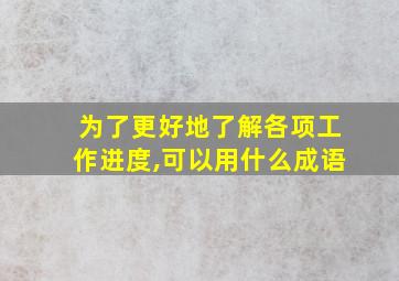 为了更好地了解各项工作进度,可以用什么成语